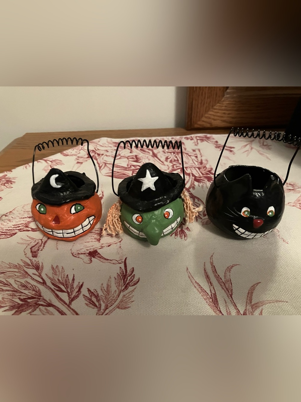 3 Vintage Department 56 Halloween Paper Mache Mini Candy Buckets